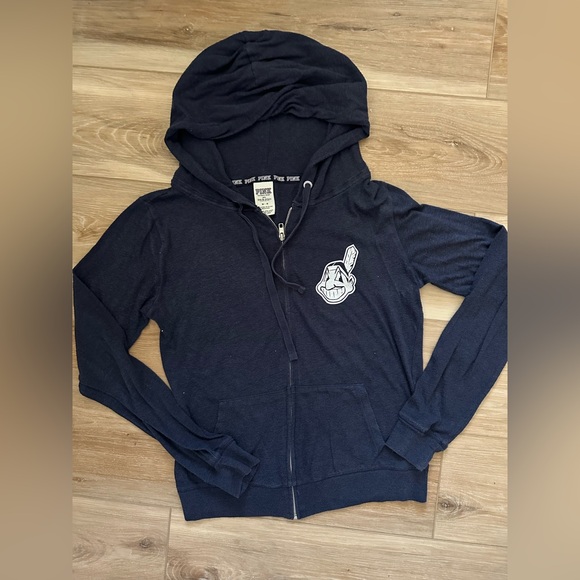 Vintage Pink Victorias Secret Cleveland Indians Zip Up Hoodie M - Picture 1 of 5